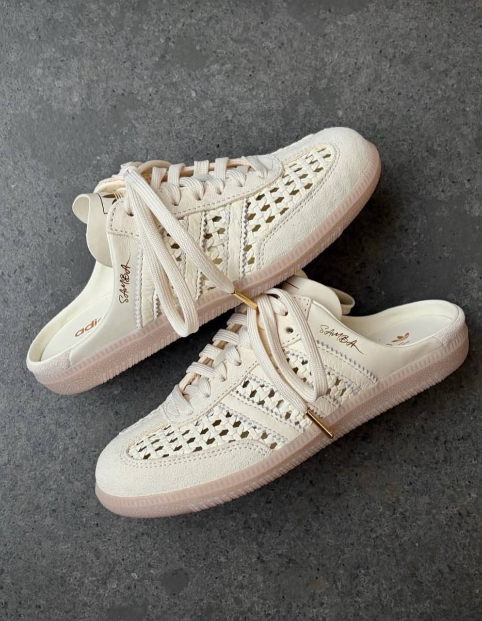 Samba mule woven cream white